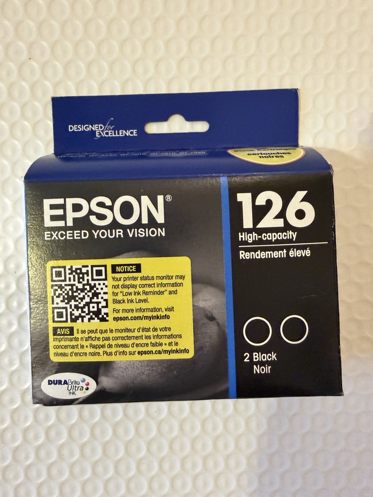 Epson 126 T126120-D2 Black Printer Ink Cartridge - 2  Exp 04/2029 Sealed .