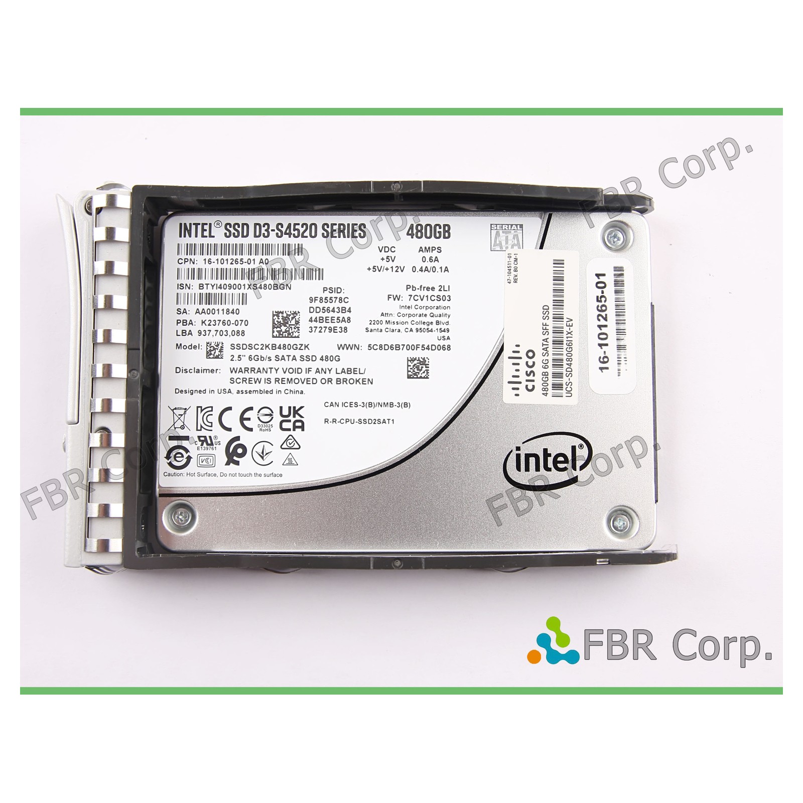 100% Intel 480GB D3-S4520 Series SSDSC2KB480GZK 2.5" Serial Ata SATA 3 6Gb/s SSD