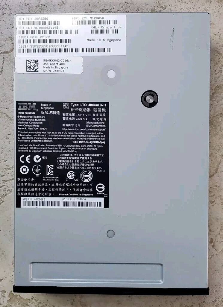 DELL IBM LTO3 HH SAS 400/800GB INTERNAL TAPE DRIVE V2 0KKM03 35P3256