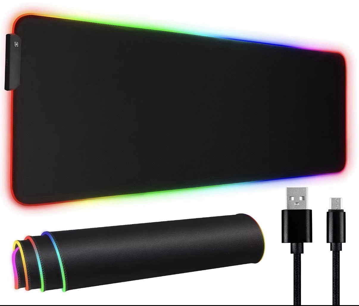 Large RGB LED Gaming Mouse Pad Extended Mat USB Powered Anti-Slip Rubber Base