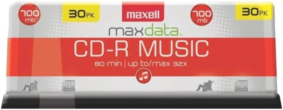 CD-R Blank Media 30 Pack Spindle Maxell Audio Music 32X 80 Minute 700MB Player