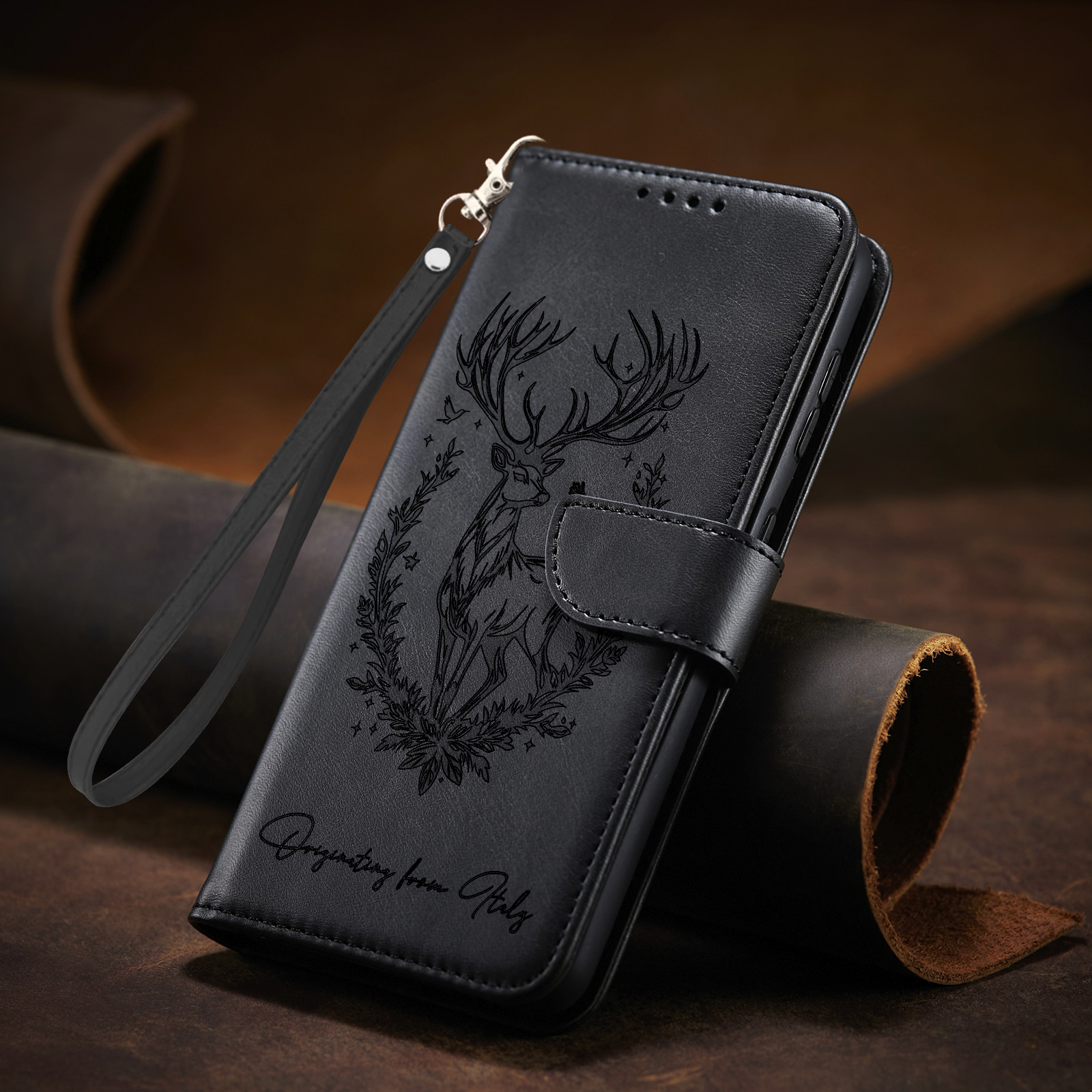 Luxury Leather Strap Elk Deer Wallet Cover Case for A31 A23 A50 A10 A30 A04 A70