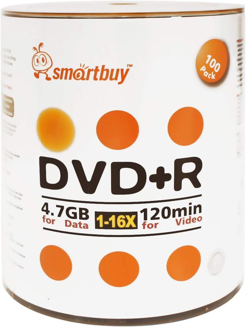 Smart Buy 100 Pack DVD+r 4.7Gb 16X Logo Blank Data Video Movie Recorda Electr...