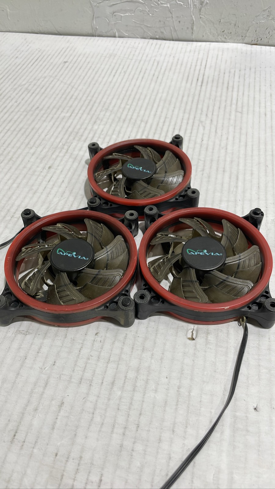 Apevia 120mm Case Fan LED Dual Ring Desktop PC Cooling Fans Red Lot of 3