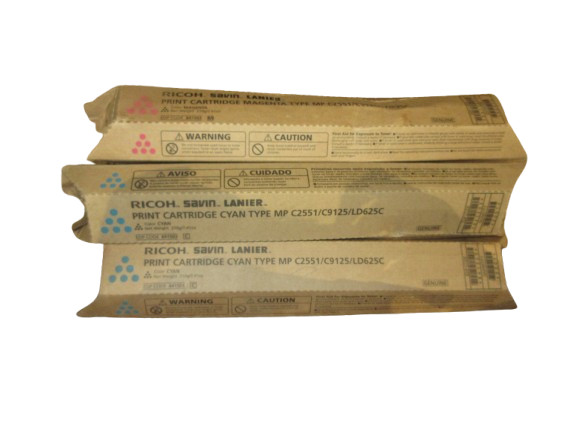 LOT OF 3 Ricoh  841502 -2 X 841503 High Yield Toner Cartridge C,M MPC2551