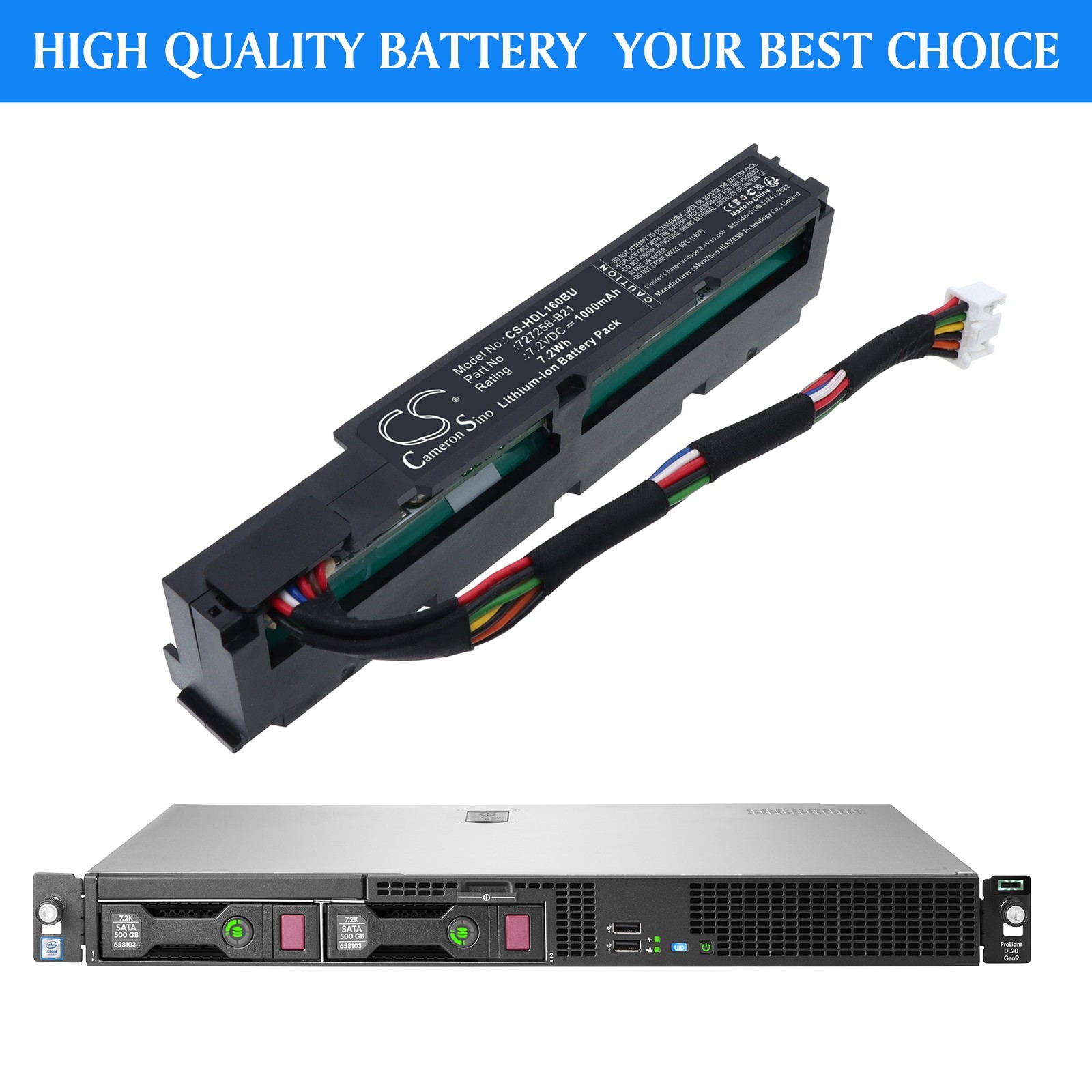 BATTERIE 1000mAh 727258-B21 For HP 96W Smart Storage Megacel, ProLiant DL120