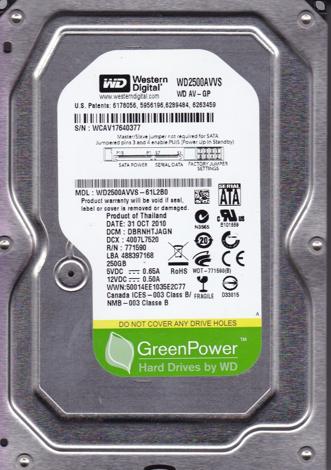 WD2500AVVS-61L2B0 dcm: DBRNHTJAGN Western Digital 250Gb B1-15