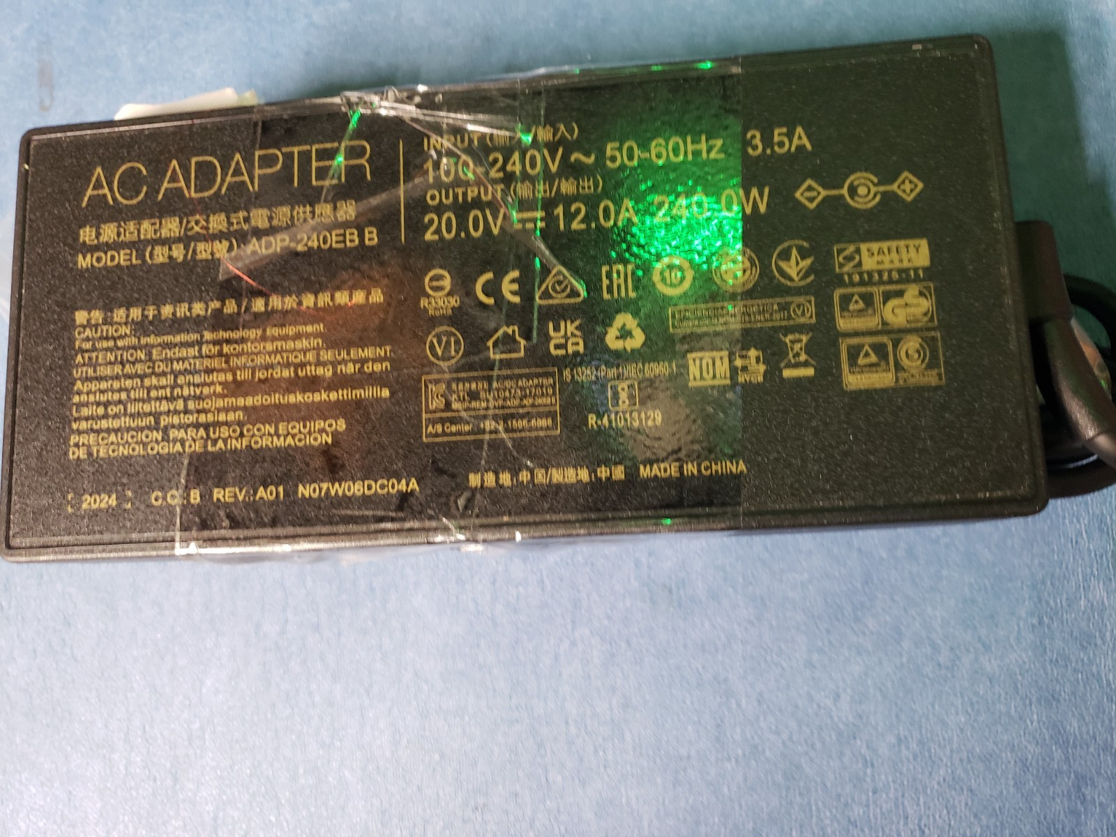 Genuine 20V 12A 240W ADP-240EB B For ASUS ROG Strix G513QM-WS96 6.0mm AC Adapter