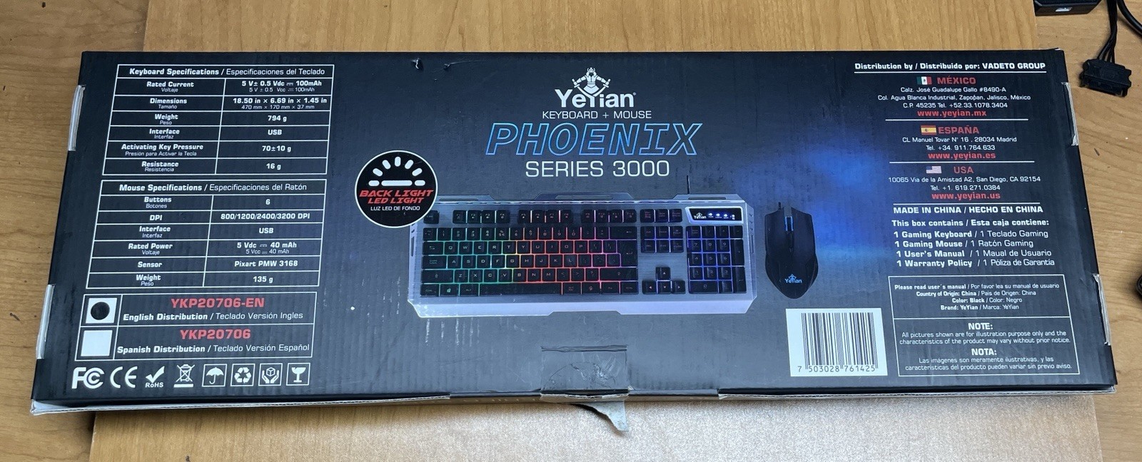 Yeyian Phoenix Series 3000 Blacklight Keyboard +Mouse Of Multiple