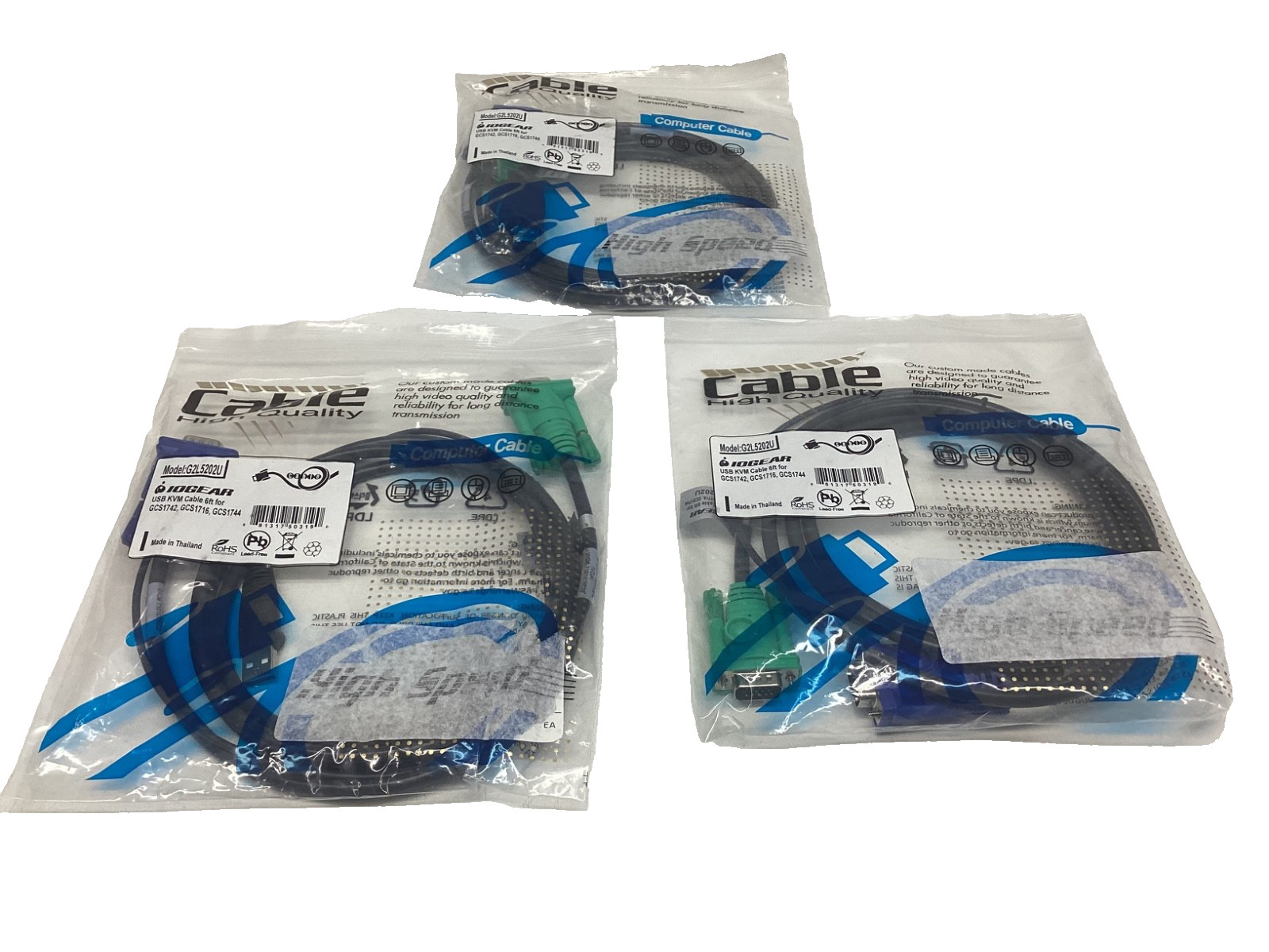 3-New IOGEAR G2L5202U USB KVM Cable, 6' - NEW 3-Total