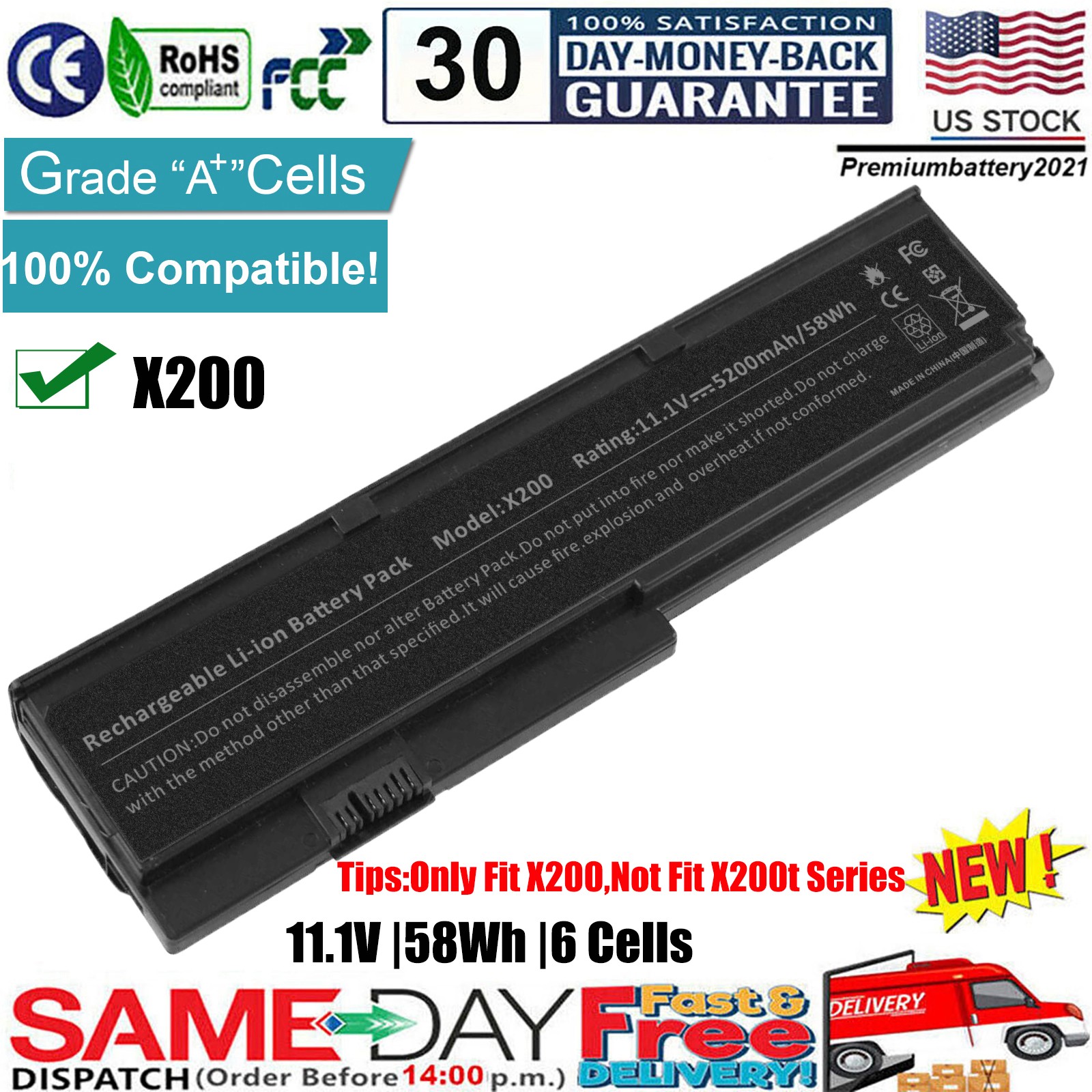 Replacement Battery For Lenovo ThinkPad X200 X200s X201 X201s 42T4534 42T4835