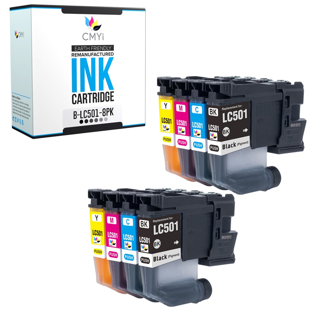 8-Pack Compatible CMYi LC501 Printer Ink Cartridges fits Brother MFC-J1260DW