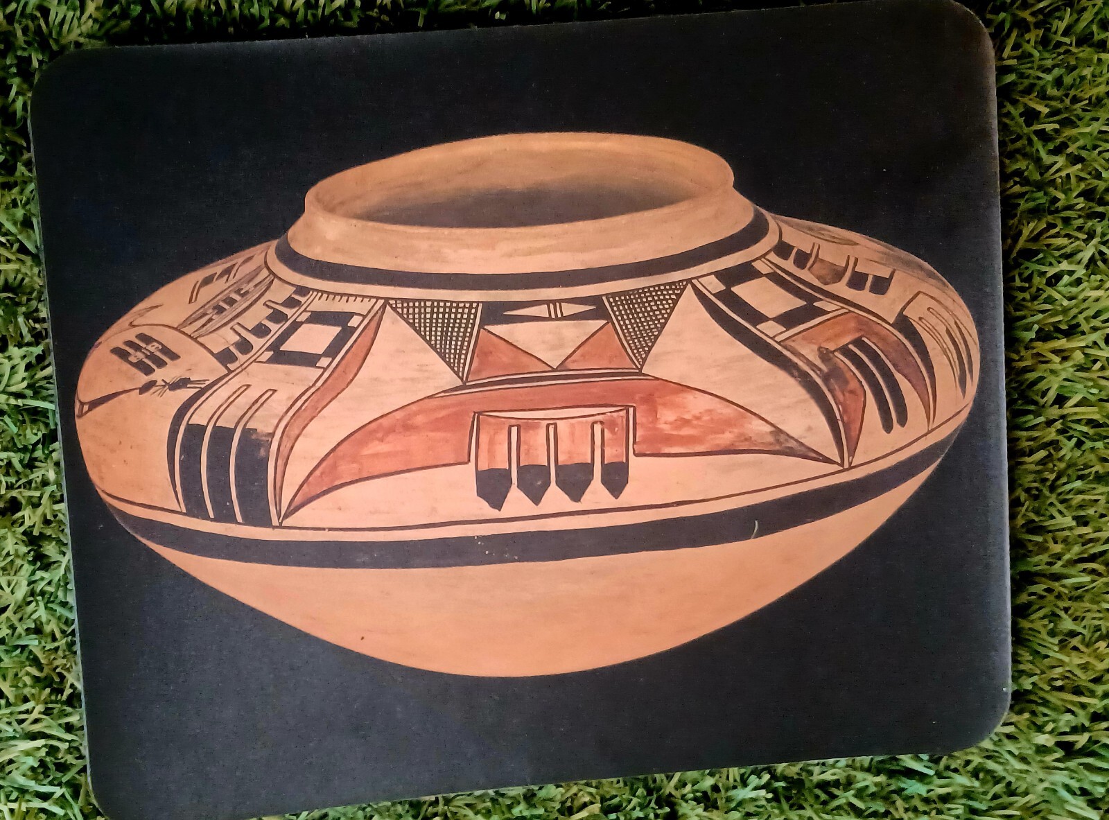 NEW ARTSY Mouse Pad Southwest Native American Aztecs Pottery  7x8.5"