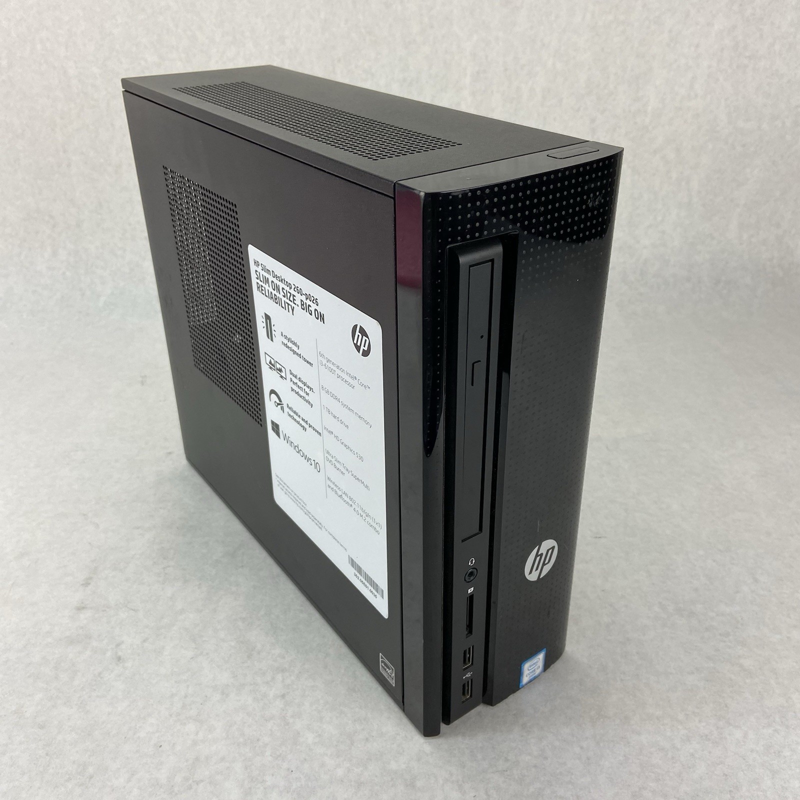 HP Slimline 260-P026 SFF Intel Core i3-6100T 3.2GHz 8GB RAM No HDD No OS