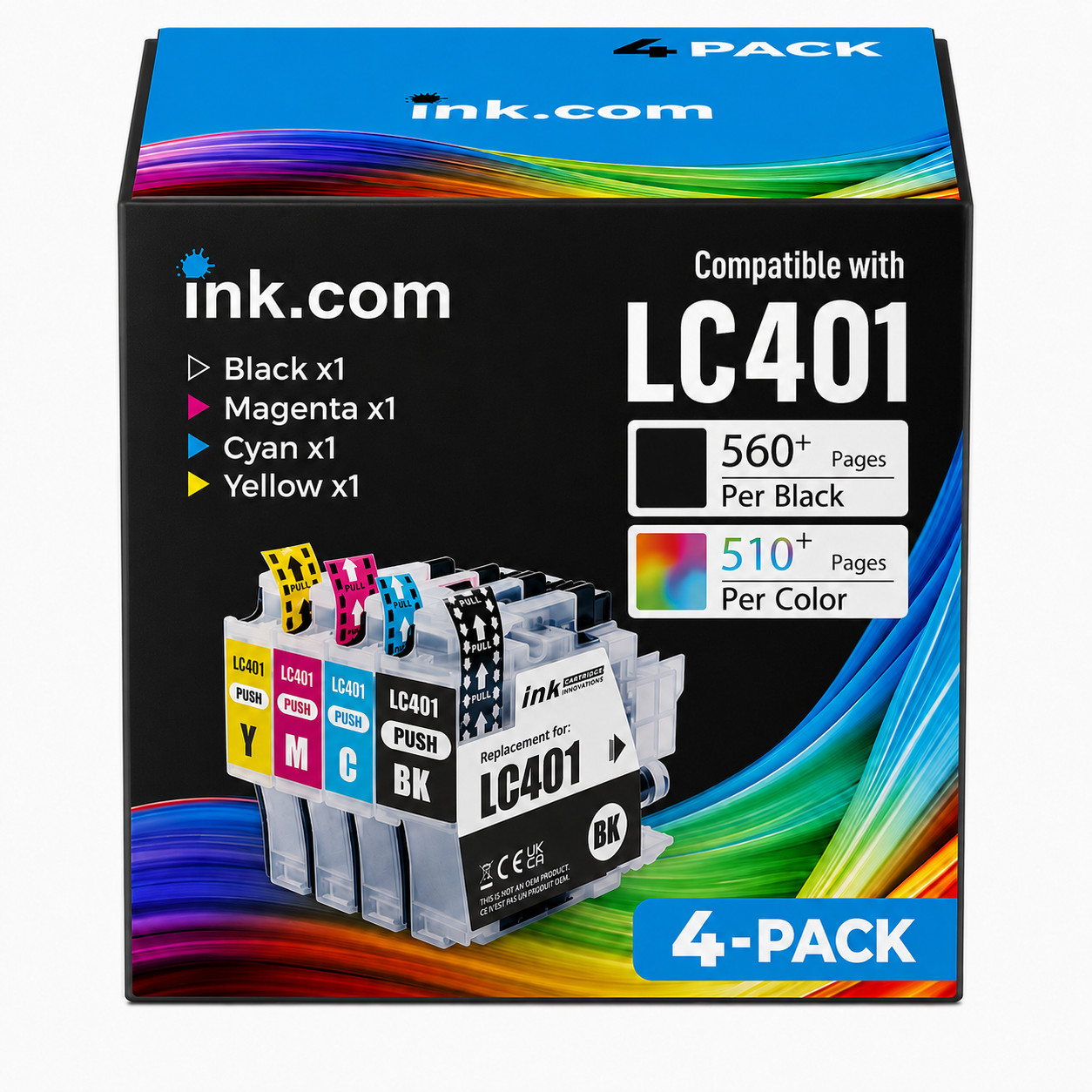 Ink .com compatible LC401 high capacity ink 4 pck Compatible for Brother printer