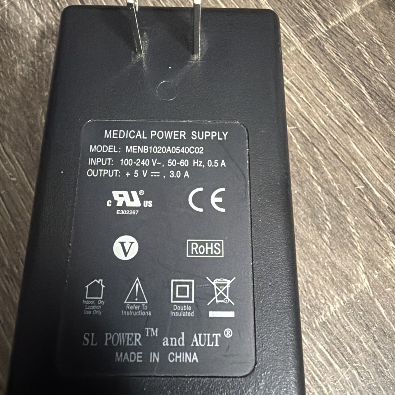 SL Power Ault Medical Power Supply 100-240V 50-60Hz 0.5A OUTPUT MENB1020A0540C02