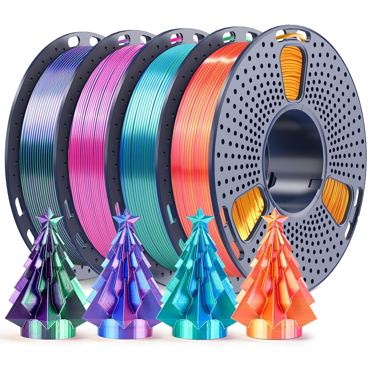 SUNLU Dual Color PLA 1.75mm 250g 3D Printing Filament Bundle 4 Spools 250g Each