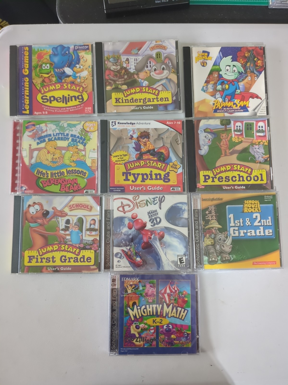 Vintage PC Educational Game (10) Lot Jumpstart, Disney, School House, Pajama Sam