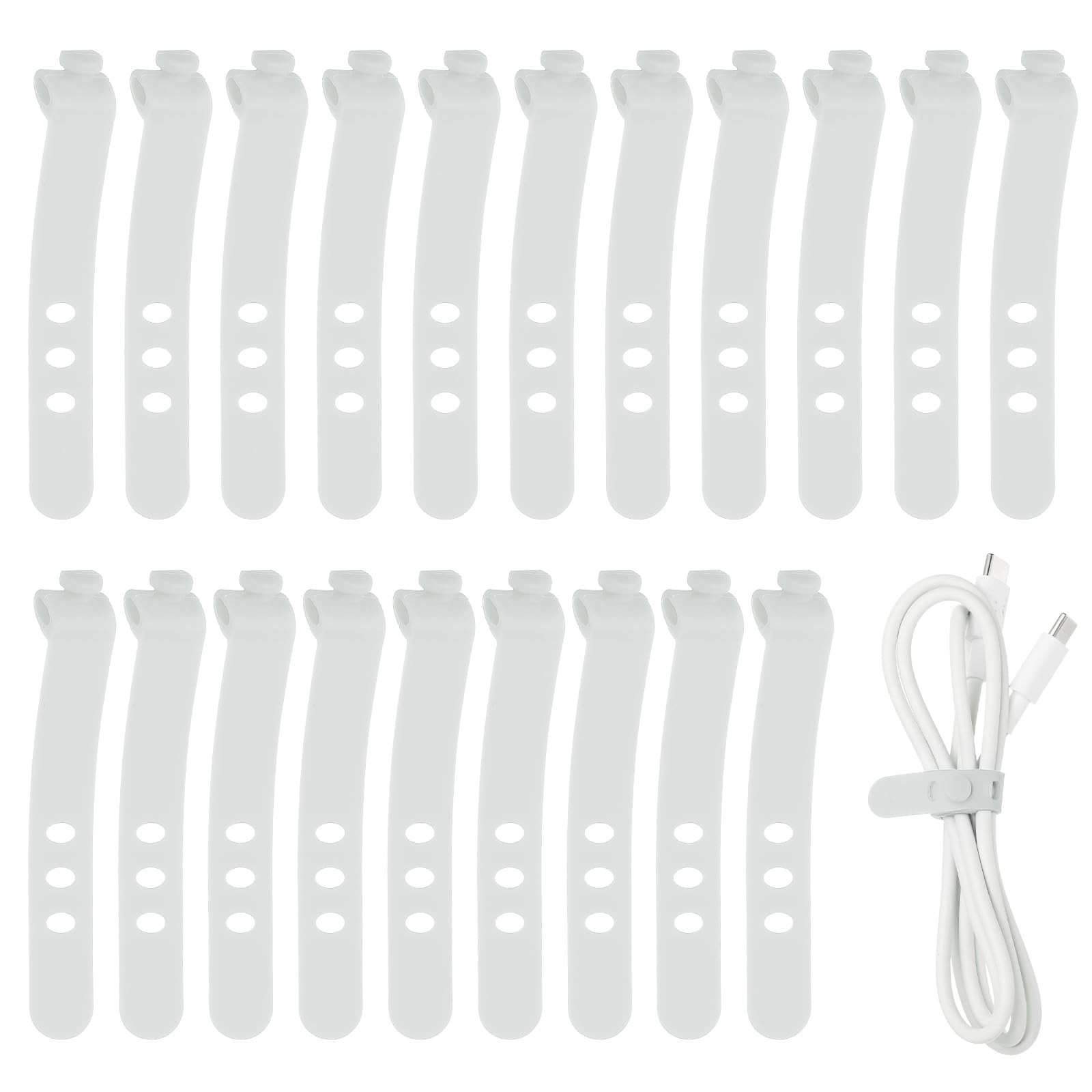 uxcell 20Pcs Silicone Cable Ties, 3 Hole Reusable Rubber Cord Tie Adjustable ...