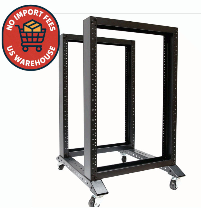 15U 4 Post Open Frame 19" Server Audio Rack 24" Deep 800mm Network Rack
