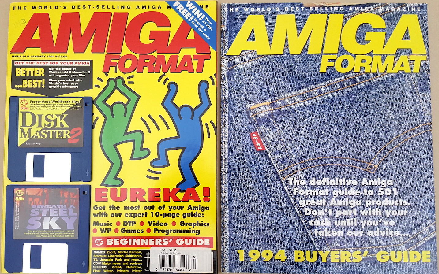 Amiga Format Magazine w/Disks Guide ©Jan.1994 DiskMaster2 BeneathASteelSky +MORE