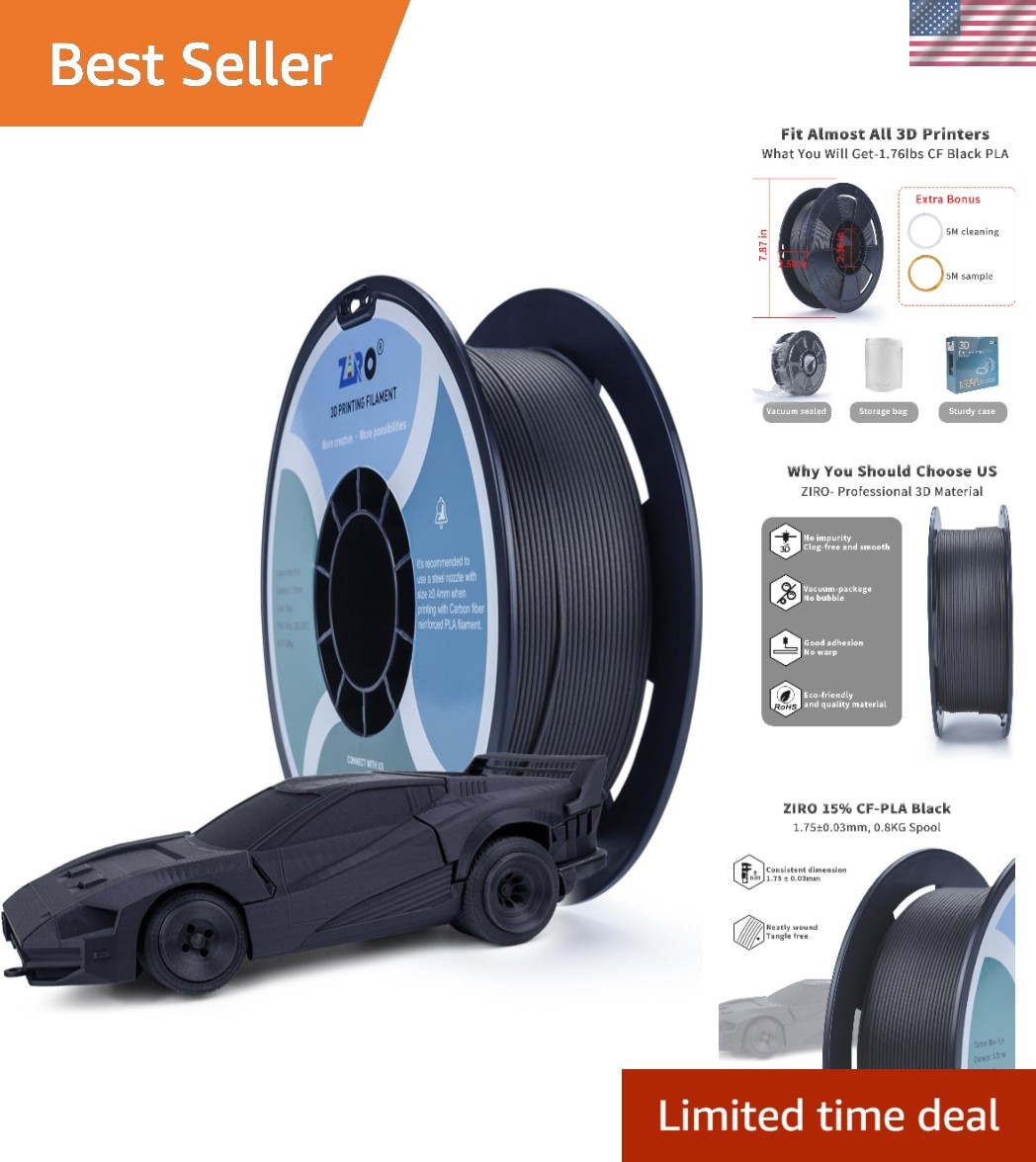 Versatile Carbon Fiber PLA Filament 1.75mm - 0.8KG Spool, Ideal for 3D Printing