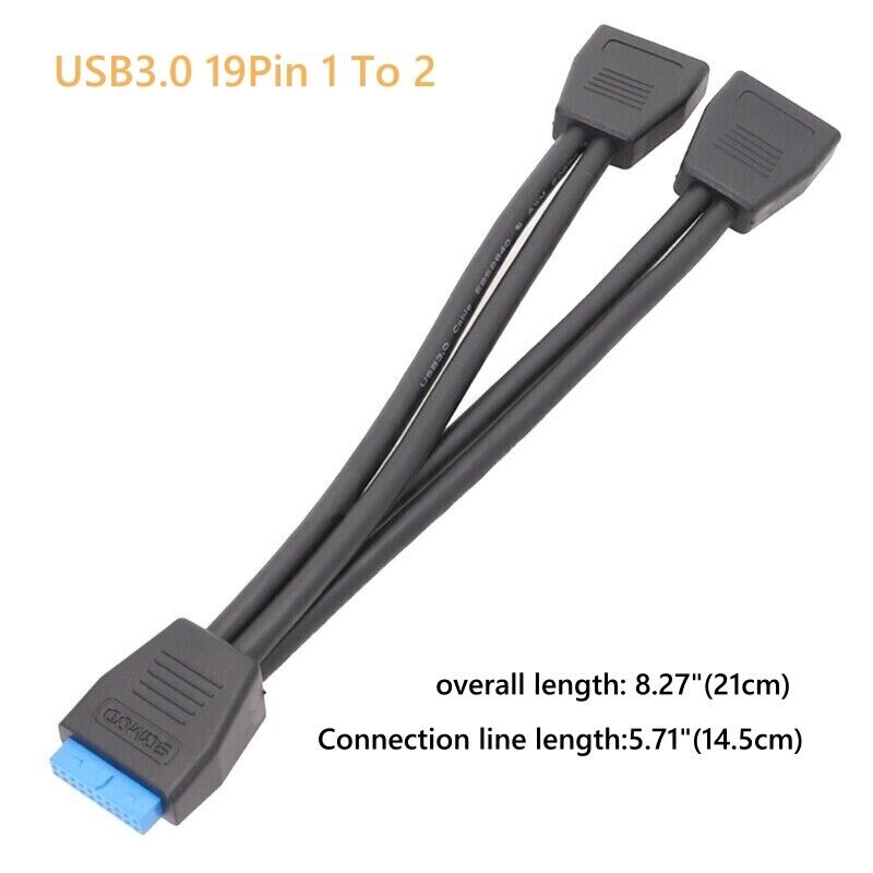 USB 3.0 Header Extension Cable 19/20 Pin 1 to 2 Y Splitter Extension Adapter