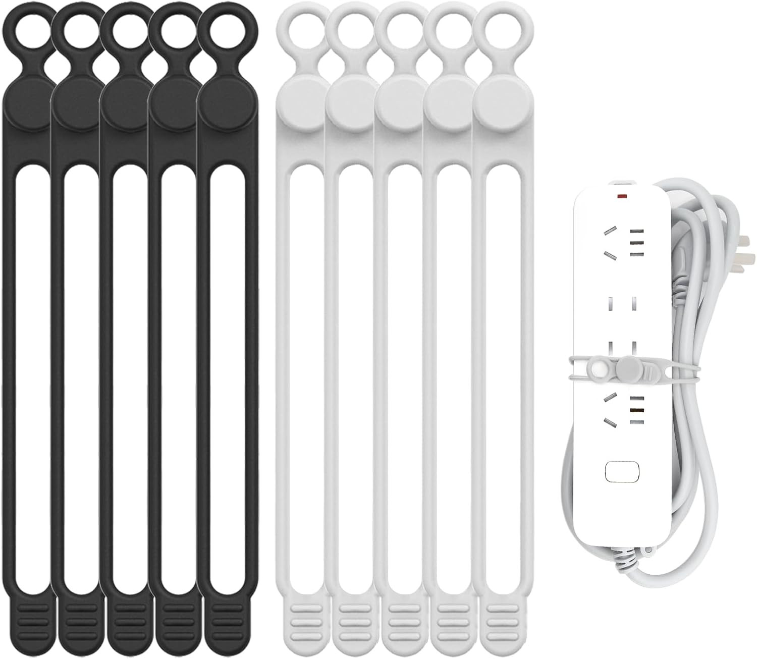 Silicone Cable Straps, 10Pcs Extra-Long Reusable Hanging Organizer for Cables, K