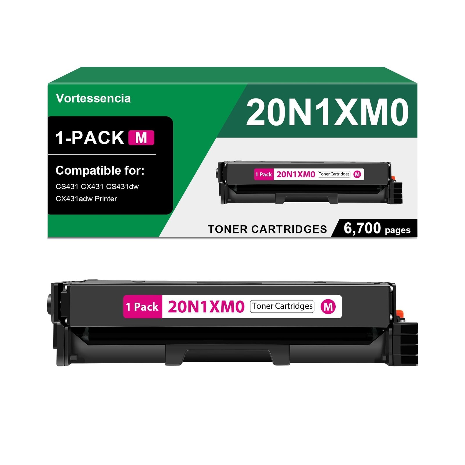 20N1XM0 High Yield Toner Cartridges Compatible for Lexmark CS431 CX431 CS431d...
