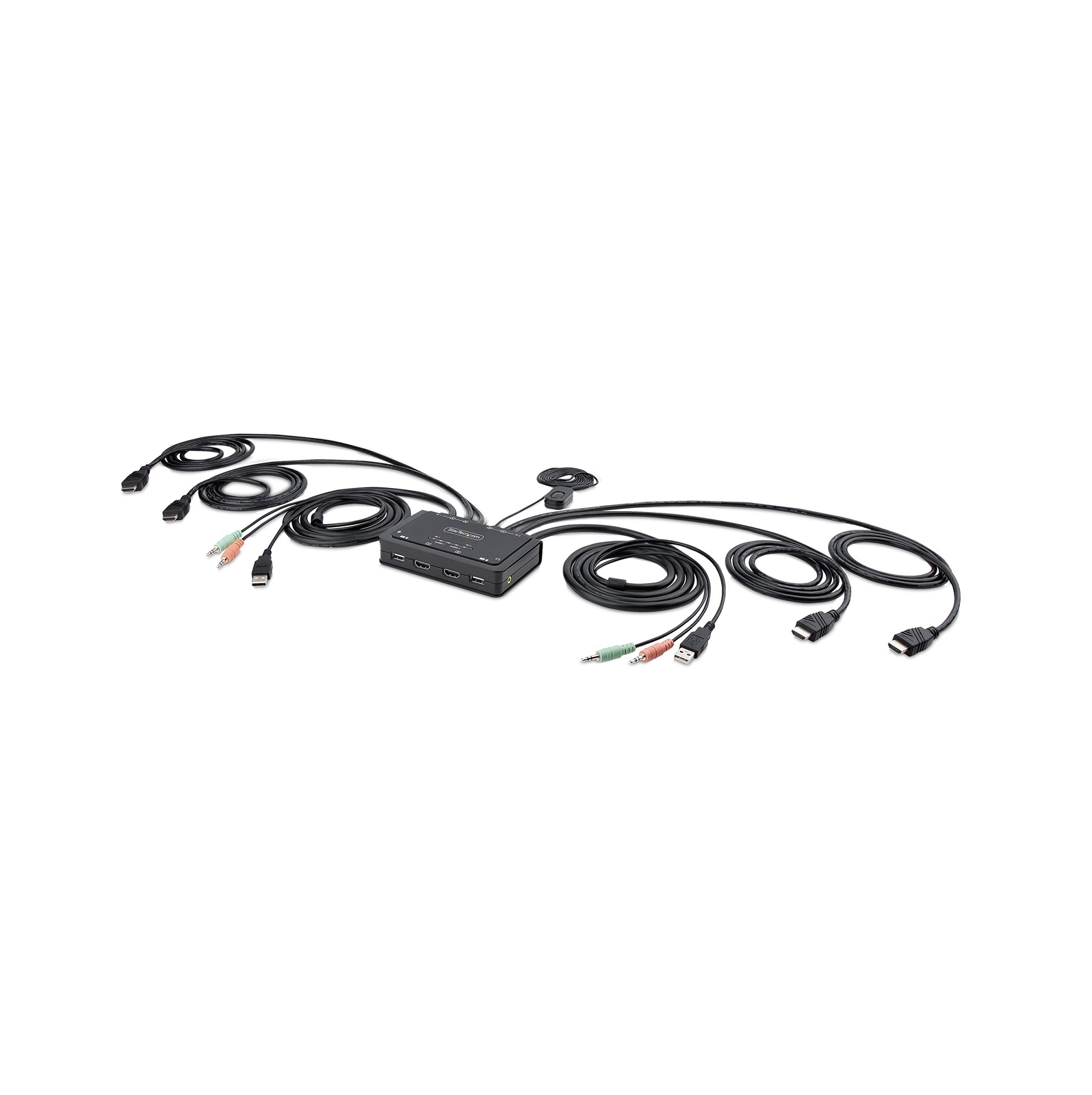 StarTech.com 2-Port Dual-Monitor HDMI Cable KVM Switch, 4K 60Hz, Compact KVM ...