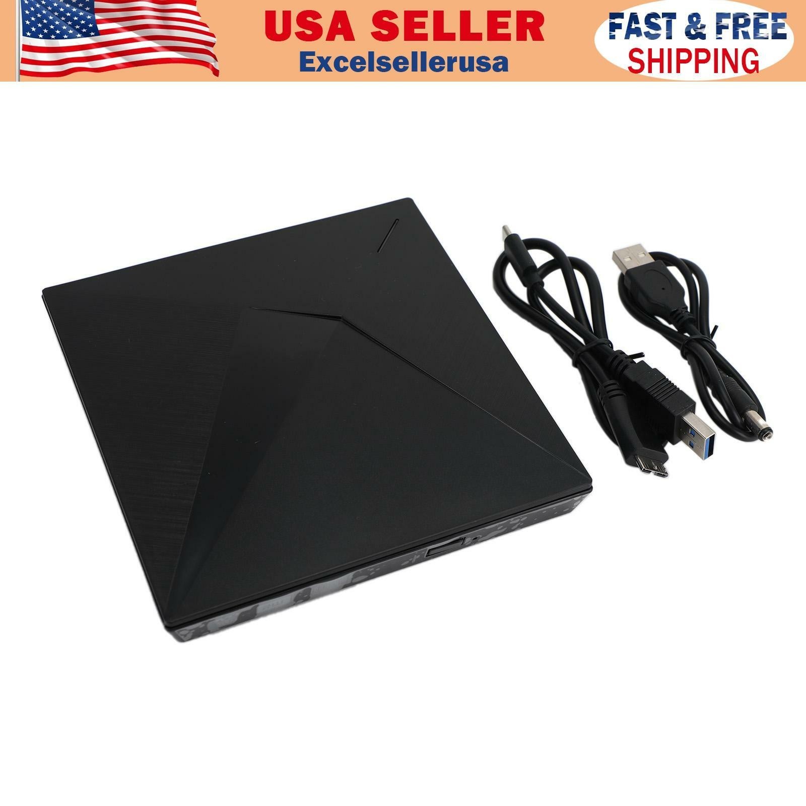 Ultra-Thin Dvd Rw Cd External Optical Drive Portable Type-C Usb Laptop Pc Blk E4
