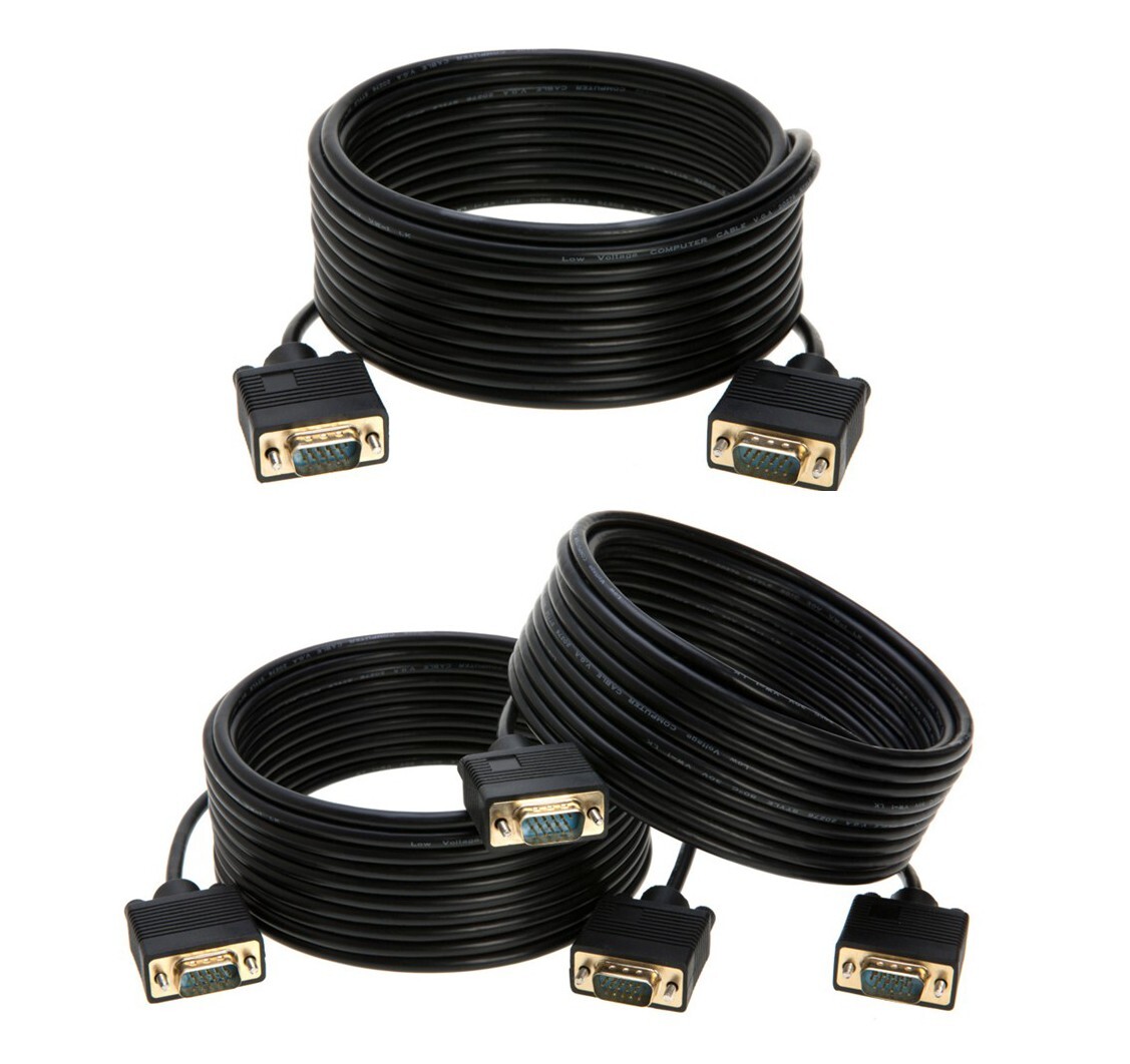 3-Pack- 25FT SVGA M/M 15 Pin Cable TV Video Projector PC Monitor HD Display Cord