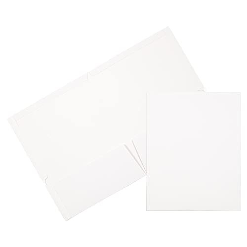  Laminated Two Pocket Glossy School Folders - Letter Pack of 6 Folders White