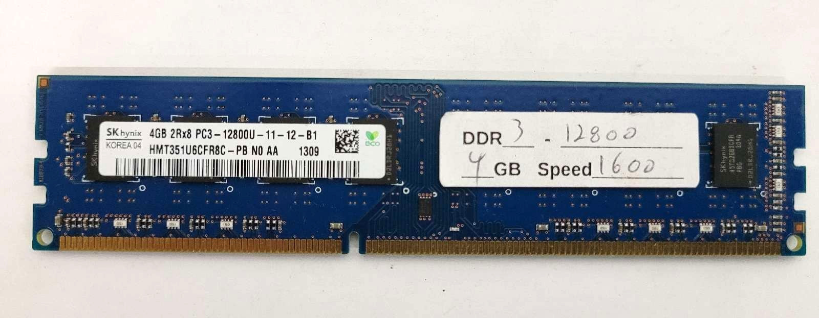 SK Hynix 4GB DDR3 Desktop RAM HMT351U6CFR8C-PB PC3-12800U 1600MHz 2Rx8 DIMM.