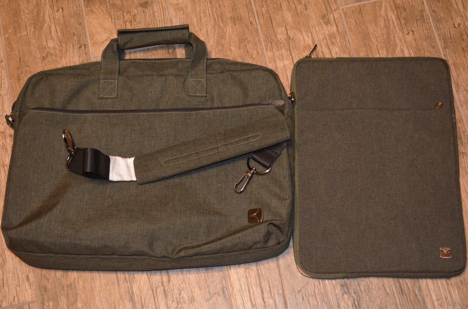 New COMBO 18" Messenger Bag Briefcase - 15" Laptop Sleeve Water Repellent CAISON