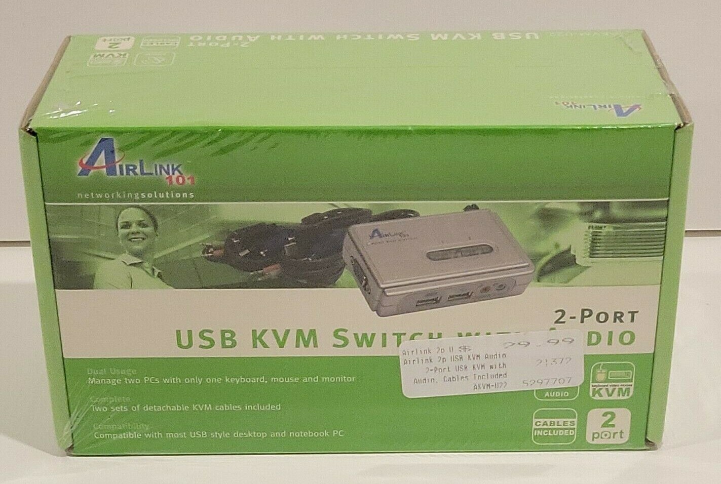 Airlink101 USB KVM Switch with Audio NEW AKVM-U22