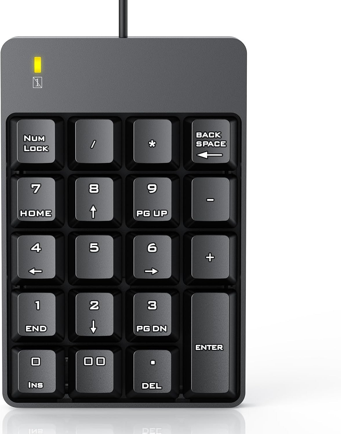Wired Number Pad USB Numeric Keypad 19 Key Quiet Soft Touch Black For Laptop PC