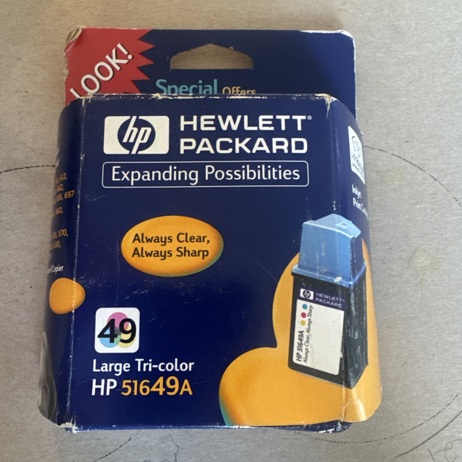 Genuine HP 49 large tri-color Deskjet Ink Cartridge 51649A New in box Expired 