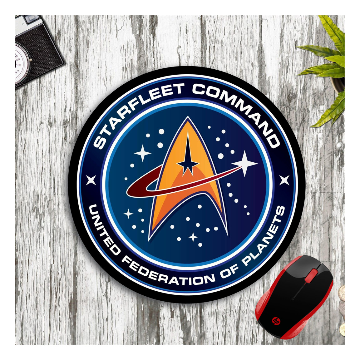 STAR TREK STARFLEET COMMAND MOUSEPAD 2 RUBBER COASTERS AND 4 HOUSE COASTERS