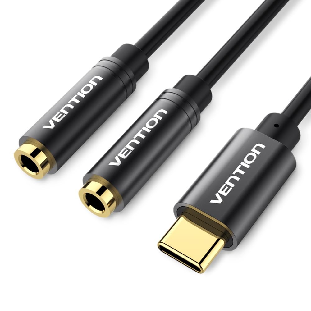 VENTION USB C to Dual 3.5mm Headphone Jack Audio Splitter for S:12.4x4.2x1cm 