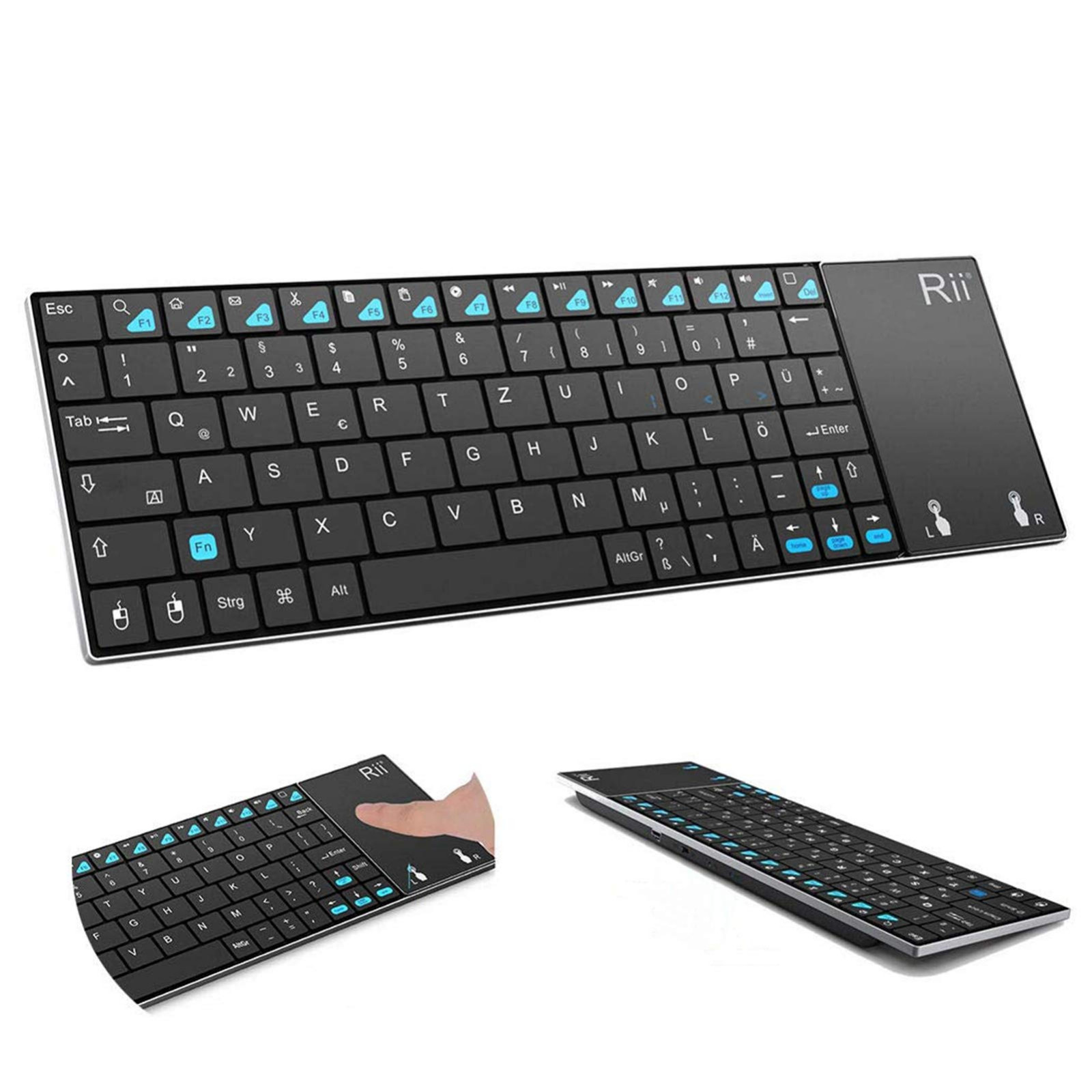 K12+ Mini Wireless Keyboard with Large Touchpad Mouse&Qwerty Keypad, Stainle