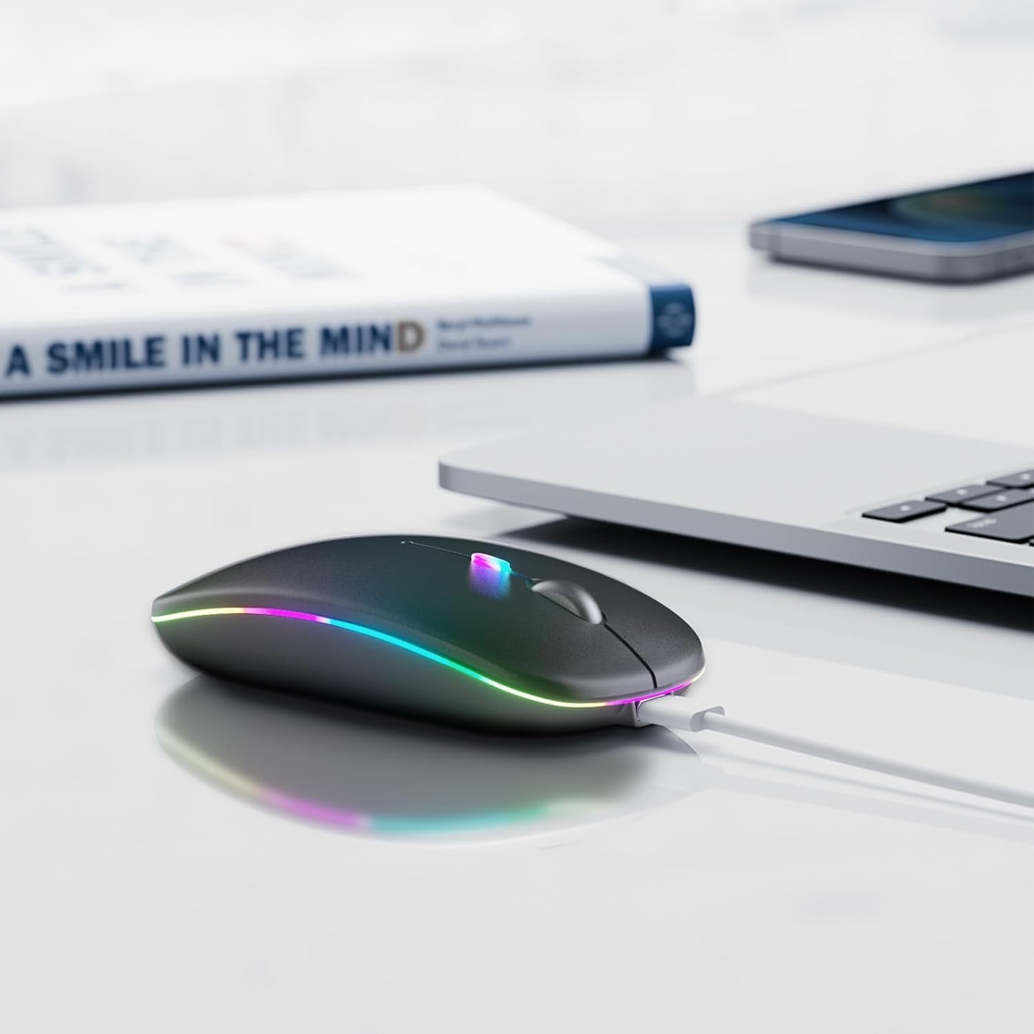 Bluetooth 5.2+ 2.4G Cordless For Laptop PC Rechargeable, LED, Silent, Ultra-thin