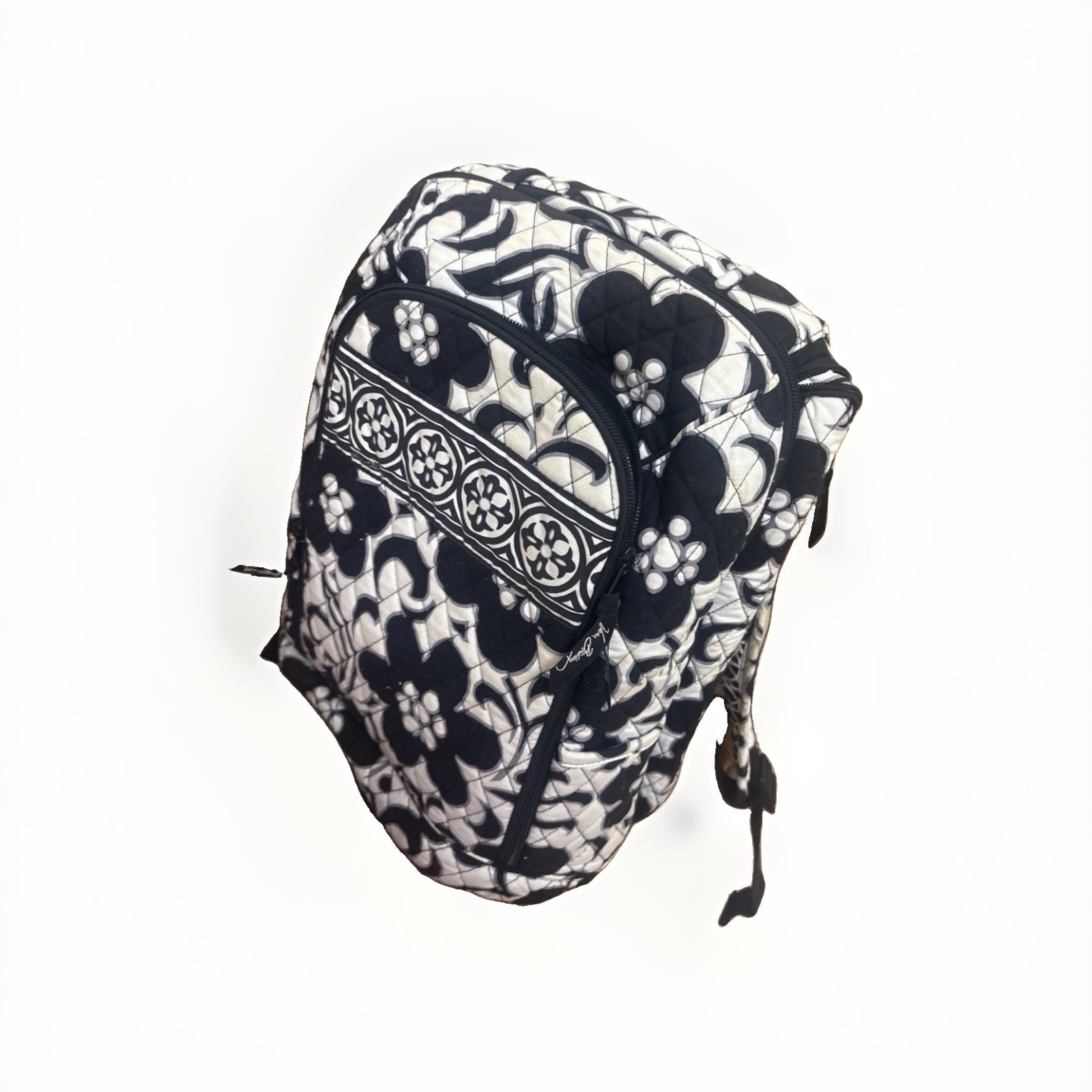 VERA BRADLEY NIGHT & DAY LAPTOP BACKPACK Black & White Print