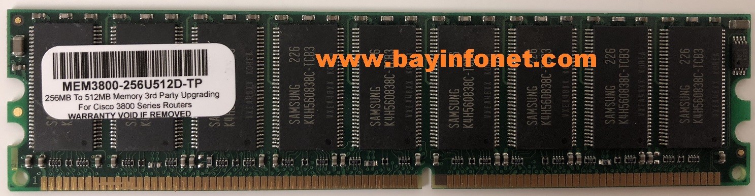 MEM3800-256U512D 256MB to 512MB Memory 3rd Party For Cisco 3800 Series Routers