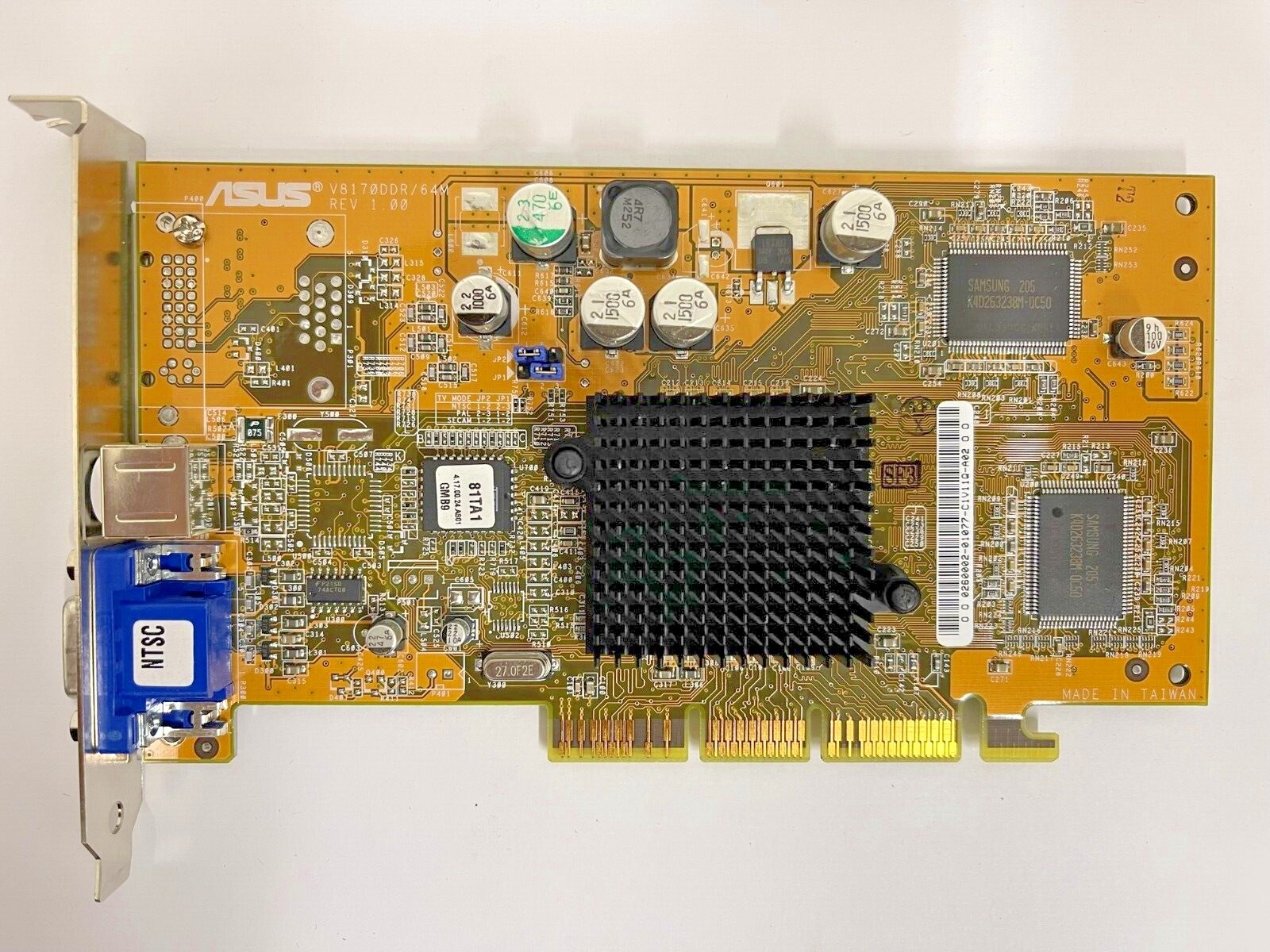 RARE ASUS AGP-8170DDR 64M NVIDIA GEFORCE4 MX440 AGP VGA CARD BLK HEATSINK MXB40 