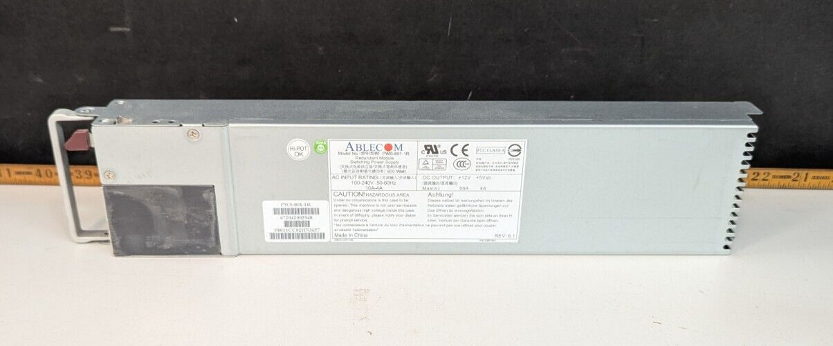 SuperMicro/Ablecom 800 Watt Switching Power Supply 100-240v PWS-801-1R