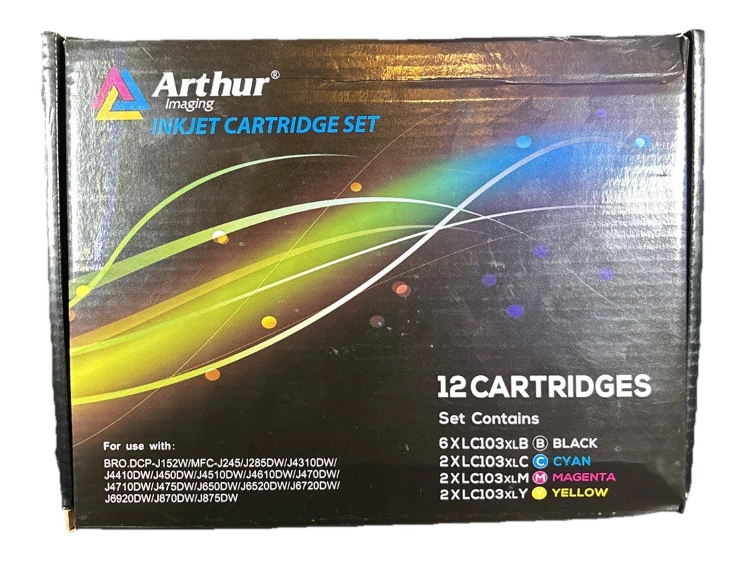 13Pk Arthur Imaging Inkjet Cartridge Set LC-103 105, 107 for BRO.DCP E Mixed Lot