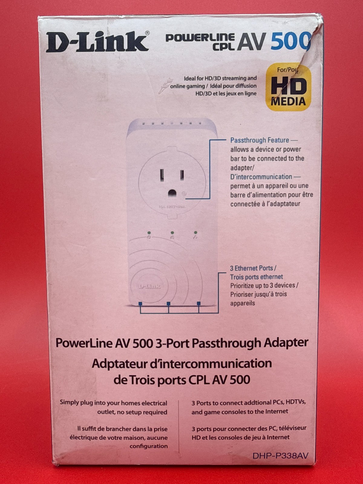 D-Link PowerLine AV 500 Passthrough Adapter DHP-P338AV ✅ ❤️️ ✅ ❤️ NEW