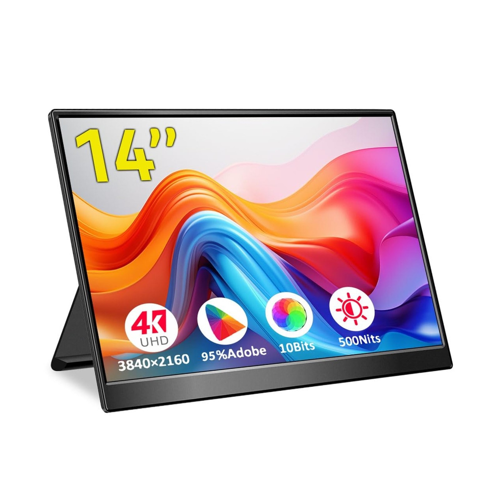 4k Portable Monitor, 14 Inch Portable Monitor USB C, 10-Bit Adobe 95% HDR Gam...