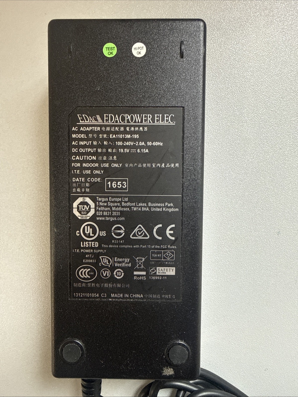 LOT OF 9 Genuine EDAC AC ADAPTER EA11013M-195 19.5V 6.15A 7.4mm